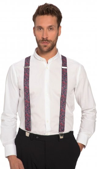 JP1880 Suspenders with Adjustable Length Burgundy Red - Аксесоари - 