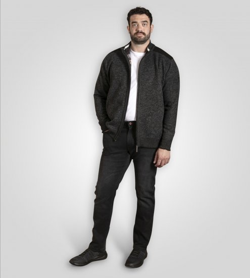 D555 Dereham 2 Knitted Sweater with Zipper Charcoal Marl - Суичъри & cуичъри с качулка - мъжки суичъри големи размери