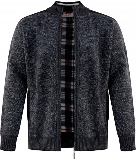 D555 Dereham 2 Knitted Sweater with Zipper Charcoal Marl - Суичъри & cуичъри с качулка - мъжки суичъри големи размери