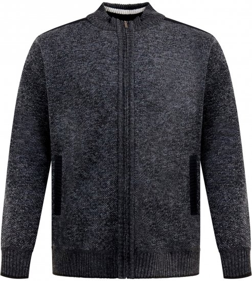 D555 Dereham 2 Knitted Sweater with Zipper Charcoal Marl - Суичъри & cуичъри с качулка - мъжки суичъри големи размери