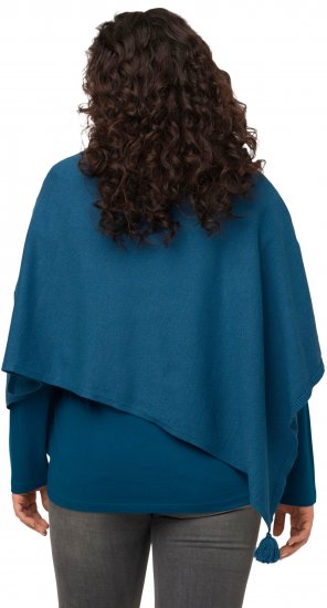 Ulla Popken Knit Pointed Hem Poncho Cerulean - Суичъри & cуичъри с качулка - 