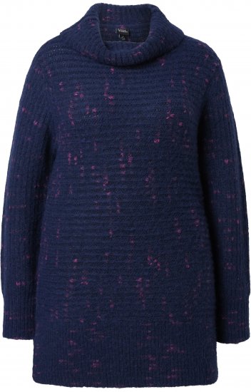 Ulla Popken Space Yarn Oversized Turtleneck Sweater Blue - Суичъри & cуичъри с качулка - 