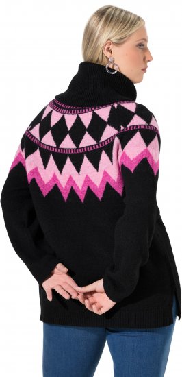 Ulla Popken Neon Alpine Pattern Long Sleeve Turtleneck Sweater Light Pink - Суичъри & cуичъри с качулка - 