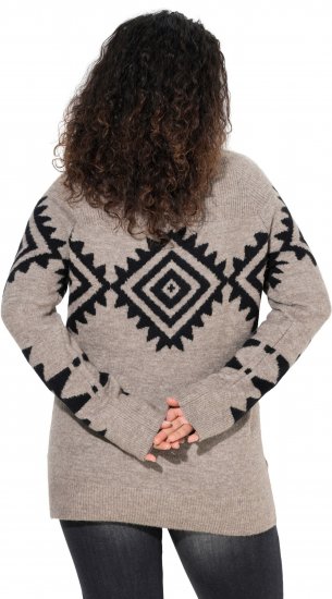 Ulla Popken Aztec Pattern Turtleneck Sweater Pebble Grey - Суичъри & cуичъри с качулка - 