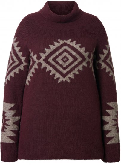 Ulla Popken Aztec Pattern Turtleneck Sweater Plum - Суичъри & cуичъри с качулка - 