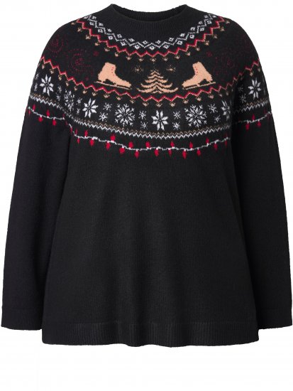 Ulla Popken Norwegian Style Christmas Sweater Black - Суичъри & cуичъри с качулка - 