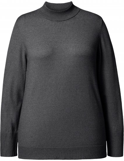 Ulla Popken Long Sleeves Mock Turtleneck Sweater Charcoal Grey Melange - Суичъри & cуичъри с качулка - 