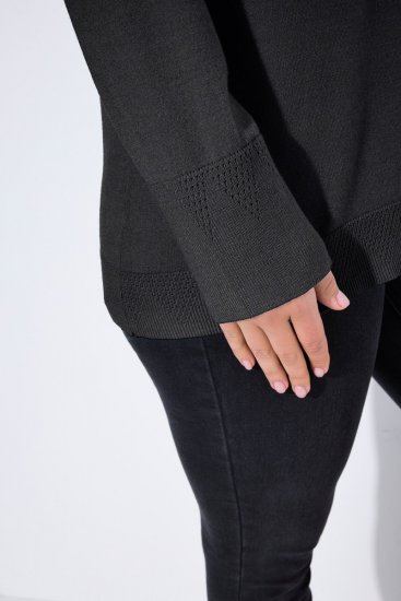 Ulla Popken Long Sleeves Mock Turtleneck Sweater Charcoal Grey Melange - Суичъри & cуичъри с качулка - Уютни суитшърти, суичъри и плетива