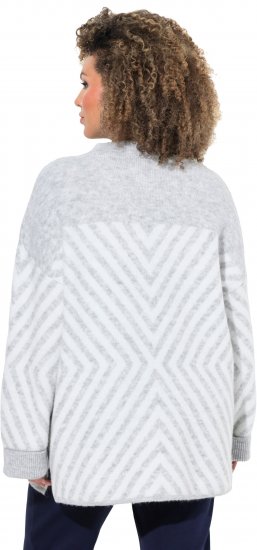 Ulla Popken Graphic Stripe Long Sleeve Turtleneck Sweater Silver Melange - Суичъри & cуичъри с качулка - 