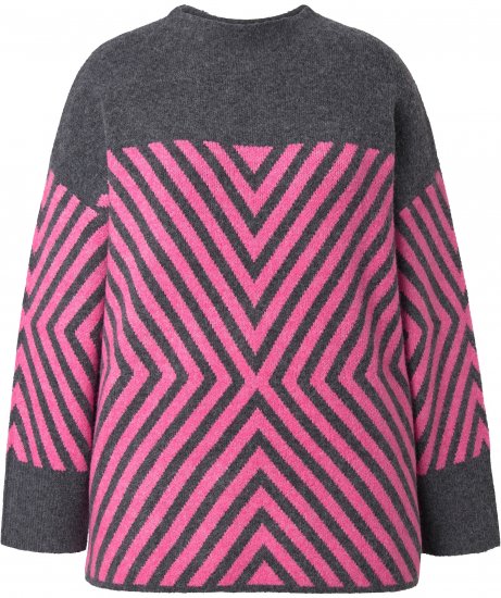 Ulla Popken Graphic Stripe Long Sleeve Turtleneck Sweater Flamingo - Суичъри & cуичъри с качулка - 