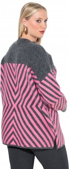 Ulla Popken Graphic Stripe Long Sleeve Turtleneck Sweater Flamingo - Суичъри & cуичъри с качулка - 