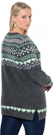 Ulla Popken Norwegian Style Pastel Tone Long Sleeve Sweater Dark Grey Melange - Суичъри & cуичъри с качулка - 