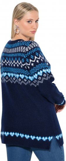Ulla Popken Norwegian Style Pastel Tone Long Sleeve Sweater Ink Blue - Суичъри & cуичъри с качулка - 
