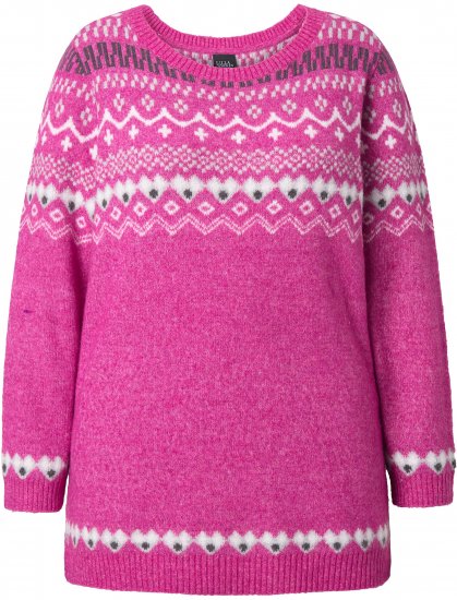 Ulla Popken Norwegian Style Pastel Tone Long Sleeve Sweater Summer Berry - Суичъри & cуичъри с качулка - 