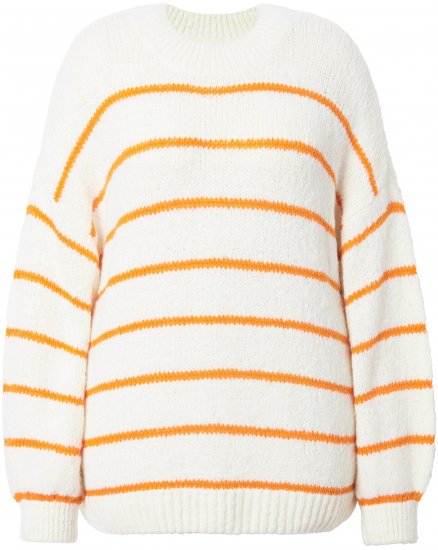 Ulla Popken Oversized Striped Balloon Sleeve Sweater Off-White - Суичъри & cуичъри с качулка - 