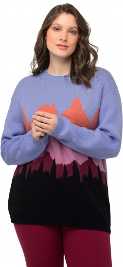 Ulla Popken Long Sleeve Knit Mountain Range Sweater Bright Purple - Суичъри & cуичъри с качулка - 