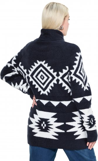 Ulla Popken Aztec-Inspired Long Sleeve Turtleneck Sweater Navy - Суичъри & cуичъри с качулка - 
