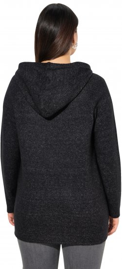 Ulla Popken Sequined Knit Long Sleeve Hoodie Black - Суичъри & cуичъри с качулка - 