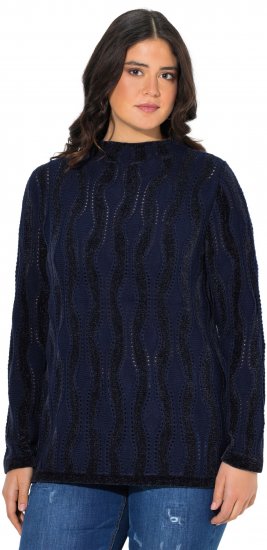 Ulla Popken Openwork Chenille Sweater Navy - Суичъри & cуичъри с качулка - 