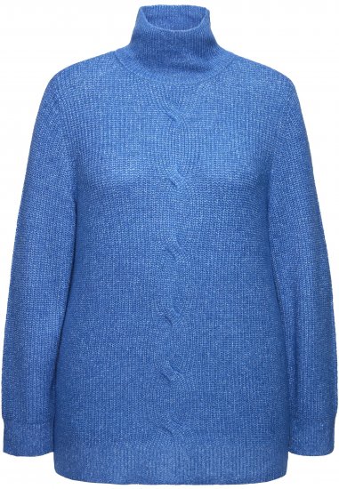 Ulla Popken Cable Knit Long Sleeve Turtleneck Sweater Teal Blue - Суичъри & cуичъри с качулка - 