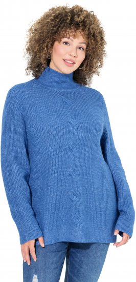 Ulla Popken Cable Knit Long Sleeve Turtleneck Sweater Teal Blue - Суичъри & cуичъри с качулка - 