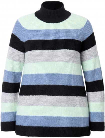 Ulla Popken Chunky Striped Turtleneck Sweater Mint Green - Суичъри & cуичъри с качулка - 