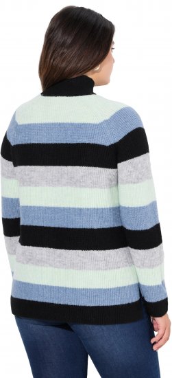 Ulla Popken Chunky Striped Turtleneck Sweater Mint Green - Суичъри & cуичъри с качулка - 