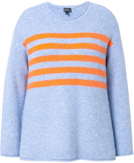 Ulla Popken Striped Long Sleeve Sweater Sky Blue - Суичъри & cуичъри с качулка - 