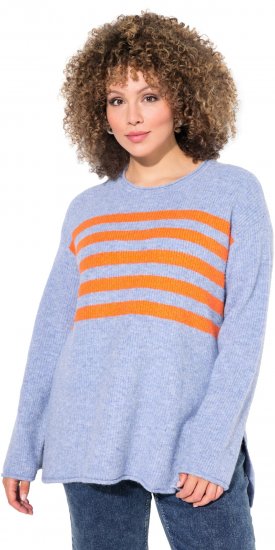 Ulla Popken Striped Long Sleeve Sweater Sky Blue - Суичъри & cуичъри с качулка - 