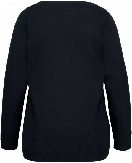 Ulla Popken Soft Fine Knit Pullover V-Neck Sweatshirt Marine - Суичъри & cуичъри с качулка - 