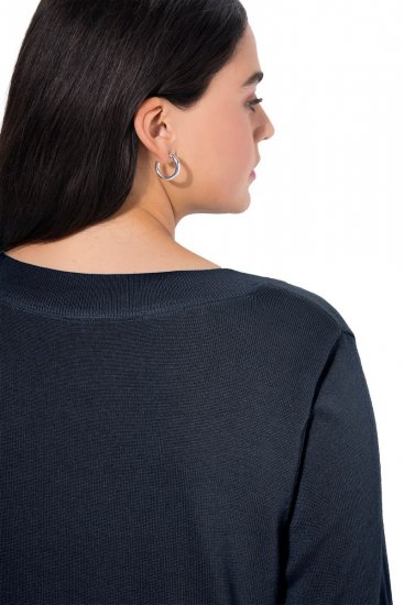Ulla Popken Soft Fine Knit Pullover V-Neck Sweatshirt Marine - Суичъри & cуичъри с качулка - Уютни суитшърти, суичъри и плетива