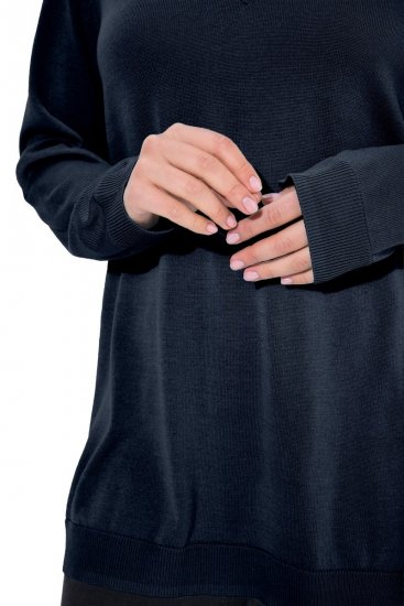 Ulla Popken Soft Fine Knit Pullover V-Neck Sweatshirt Marine - Суичъри & cуичъри с качулка - Уютни суитшърти, суичъри и плетива