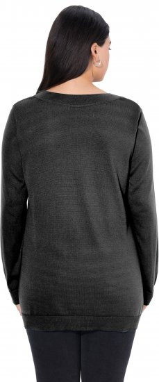 Ulla Popken Casual V-Neck Long Sleeve Sweater Black - Суичъри & cуичъри с качулка - 