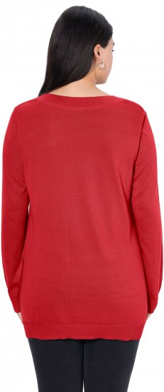 Ulla Popken Casual V-Neck Long Sleeve Sweater Salsa - Суичъри & cуичъри с качулка - 
