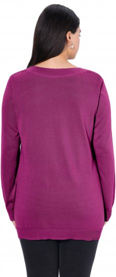 Ulla Popken Casual V-Neck Long Sleeve Sweater Berry - Суичъри & cуичъри с качулка - 