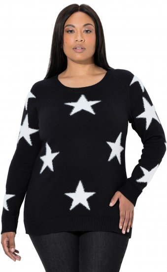 Ulla Popken Glitter Stars Soft Knit Sweater Black - Суичъри & cуичъри с качулка - 