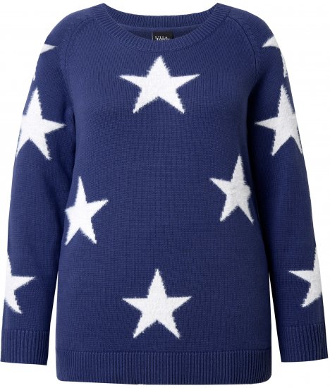 Ulla Popken Glitter Stars Soft Knit Sweater Blue - Суичъри & cуичъри с качулка - 