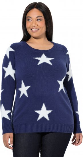 Ulla Popken Glitter Stars Soft Knit Sweater Blue - Суичъри & cуичъри с качулка - 