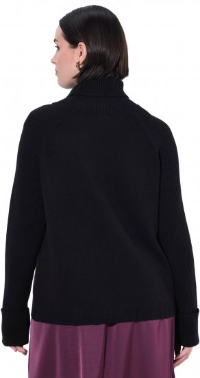 Ulla Popken Turtleneck Sweater with Ribbed Inserts Black - Суичъри & cуичъри с качулка - 