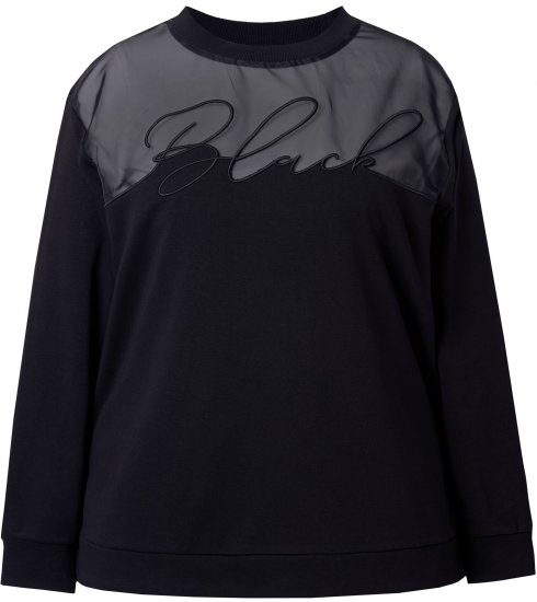 Ulla Popken Tulle Panel Sweatshirt Black - Суичъри & cуичъри с качулка - 