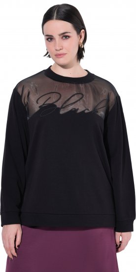 Ulla Popken Tulle Panel Sweatshirt Black - Суичъри & cуичъри с качулка - 