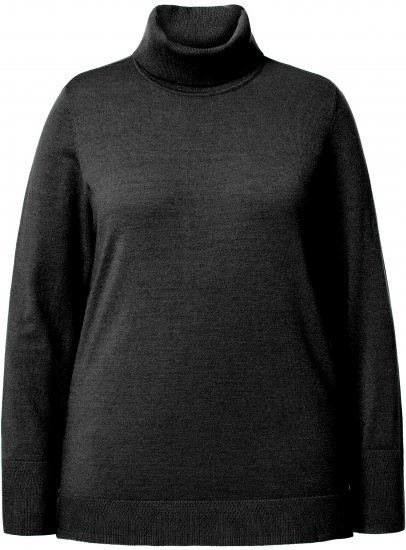 Ulla Popken Turtleneck Ribbed Trim Long Sleeve Sweater Black - Суичъри & cуичъри с качулка - 