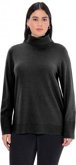 Ulla Popken Turtleneck Ribbed Trim Long Sleeve Sweater Black - Суичъри & cуичъри с качулка - 