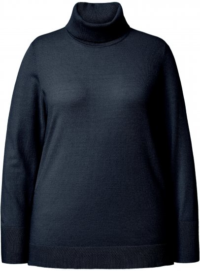 Ulla Popken Turtleneck Ribbed Trim Long Sleeve Sweater Navy - Суичъри & cуичъри с качулка - 