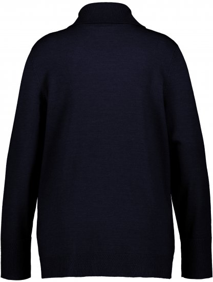 Ulla Popken Turtleneck Ribbed Trim Long Sleeve Sweater Navy - Суичъри & cуичъри с качулка - 
