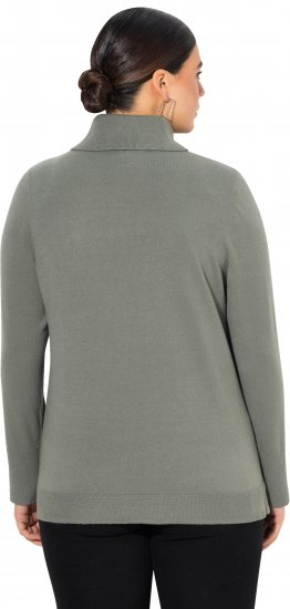 Ulla Popken Turtleneck Ribbed Trim Long Sleeve Sweater Grey - Суичъри & cуичъри с качулка - 