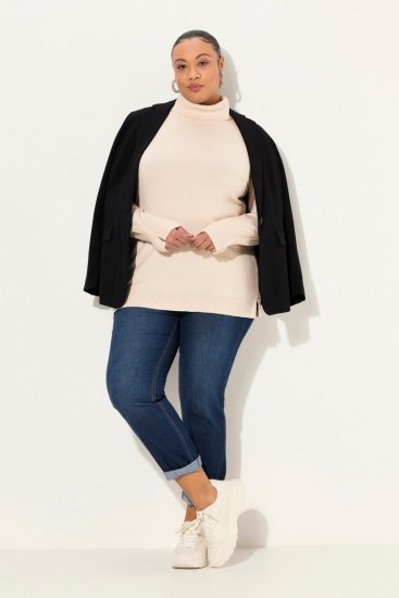 Ulla Popken Turtleneck Ribbed Trim Long Sleeve Sweater Nature Melange - Суичъри & cуичъри с качулка - Уютни суитшърти, суичъри и плетива