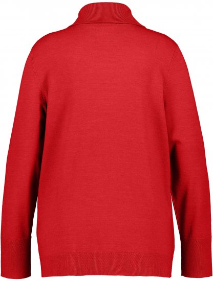 Ulla Popken Turtleneck Ribbed Trim Long Sleeve Sweater Salsa Red - Суичъри & cуичъри с качулка - 