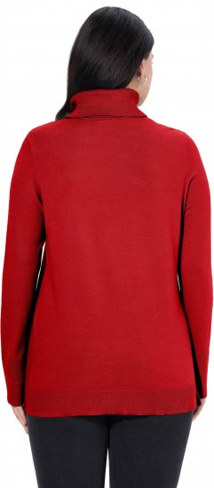 Ulla Popken Turtleneck Ribbed Trim Long Sleeve Sweater Salsa Red - Суичъри & cуичъри с качулка - 