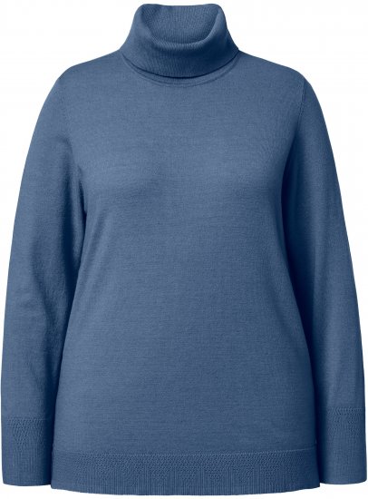 Ulla Popken Turtleneck Ribbed Trim Long Sleeve Sweater Atlantic Blue - Суичъри & cуичъри с качулка - 